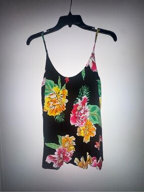 Old Navy Black Floral Spaghetti Strap Cami